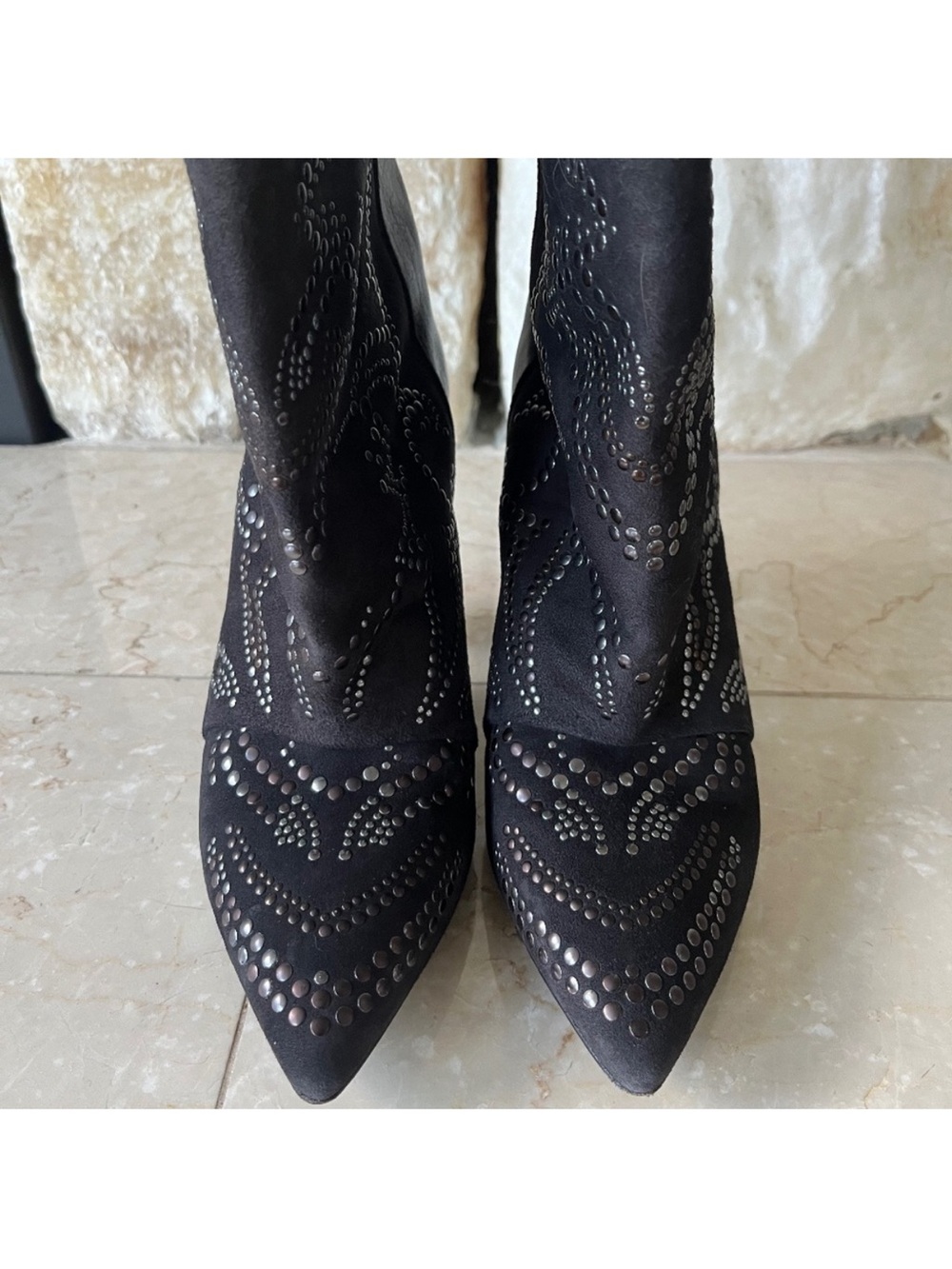Isabel Marant Studded Suede Pointed-Toe Ankle Boots - Picture 2 of 4